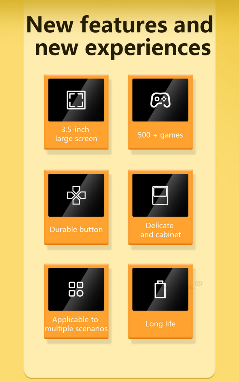 500 IN 1 retro vaizdo žaidimų konsolė 3,5 colio ekranas delninis žaidimų grotuvas Nešiojamas TV AV išvesties mini delninis grotuvas vaikams Dovana
