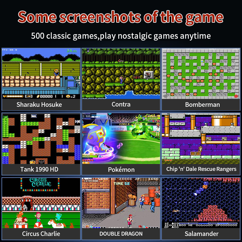 Ρετρό φορητή μίνι φορητή κονσόλα βιντεοπαιχνιδιών 3,0 ιντσών Έγχρωμη οθόνη LCD για παιδιά Έγχρωμη συσκευή αναπαραγωγής παιχνιδιών Ενσωματωμένη συσκευή αναπαραγωγής 500 παιχνιδιών για παιδιά