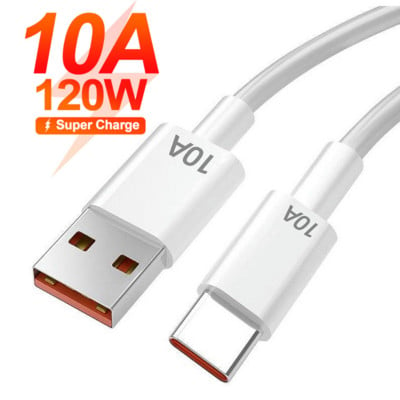 120W 10A USB Type C кабел Супер бързи кабели за Huawei Xiaomi Poco HUAWEI Бързо бързо зареждане USB-C Кабел за зарядно устройство Кабел за данни