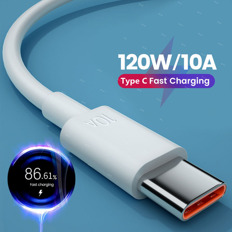 120W 10A USB tipo C laidas Itin greiti kabeliai, skirti Huawei Xiaomi Poco HUAWEI greito greito įkrovimo USB-C įkroviklio kabelio duomenų laidas