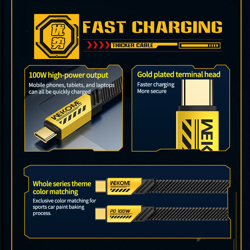 WEKOME Novi Mech Style CC 100W / PD 20W podatkovni kabel za brzo punjenje za Apple Huawei Xiaomi Samsung