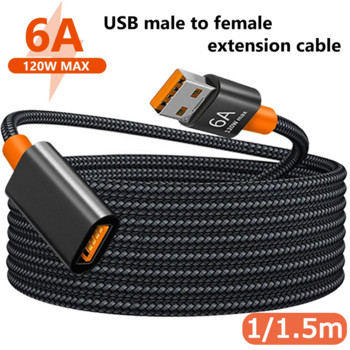 6A USB 3.0 удължителен кабел женски към мъжки удължителен кабел Високоскоростен кабел за предаване на данни за компютърна камера ТВ кабел 1 м/1,5 м
