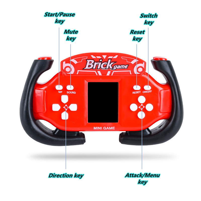 Mini-ABS-i kaasaskantav retroklassikaline telliskivist mängupuldiga mängupuldiga pihuarvuti mängumängija lastele Õppemäng Pusle Mänguasjad Kingitused