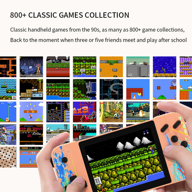 Retro nešiojamasis mini delninis vaizdo žaidimų grotuvas TV kišeninis žaidimų konsolė AV Out 3,5 colio vienvietis dvigubas klasikinių žaidimų konsolė