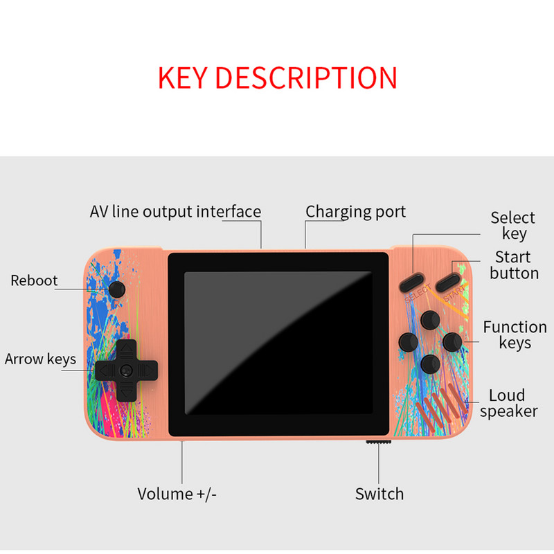 Retro nešiojamasis mini delninis vaizdo žaidimų grotuvas TV kišeninis žaidimų konsolė AV Out 3,5 colio vienvietis dvigubas klasikinių žaidimų konsolė
