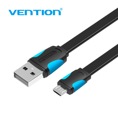 Vention Flat Micro USB кабел за Xiaomi Redmi Samsung 2.4A бързо зареждане Microusb кабел за зарядно устройство за данни Кабели за мобилни телефони с Android