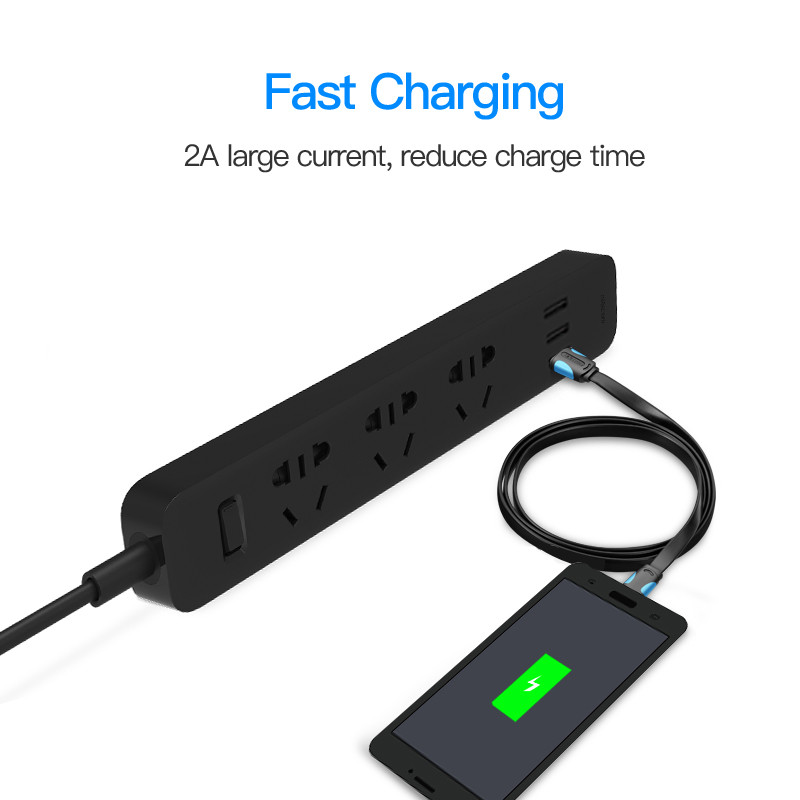 Ventioni lame mikro-USB kaabel Xiaomi Redmi Samsung 2.4A kiirlaadimise Microusb andmelaadija juhe Android mobiiltelefoni kaablitele