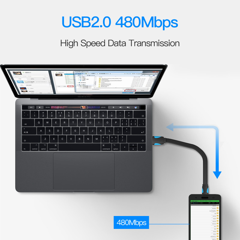 Ventioni lame mikro-USB kaabel Xiaomi Redmi Samsung 2.4A kiirlaadimise Microusb andmelaadija juhe Android mobiiltelefoni kaablitele