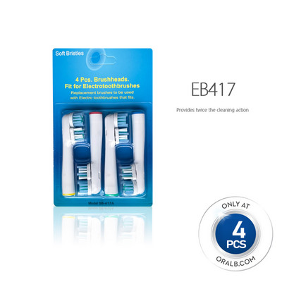 EB417 DOUBLE CLEAN keičiamos dantų šepetėlio galvutės, skirtos Oral B elektrinių šepetėlių galvutėms, papildančios gyvybingumą