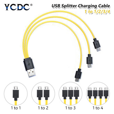 Cablu splitter USB 2.0 la micro USB Încărcare rapidă 1/2/3/4 Cablu cablu micro USB pentru banca de alimentare a telefonului Android AA AAA baterie