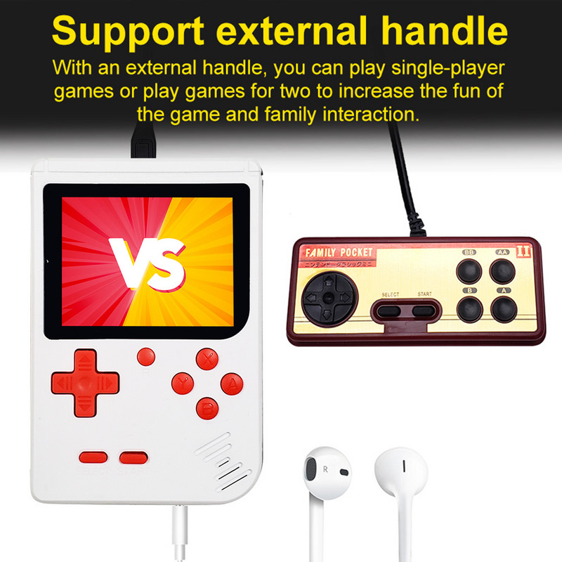 1/3 vnt. rinkinys NES žaidimų konsolės USB įkraunamas 400 viename televizorius Vidio žaidimų aparatas rankinis 3 colių 8 bitų TFT spalvotas ekranas, dovana vaikams