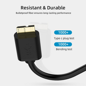 Суперскоростен USB 3.0 към Micro B кабел 5Gbps USB тип A Micro-B кабел за данни за Samsung S5 Note 3 HDD Кабел за външен твърд диск