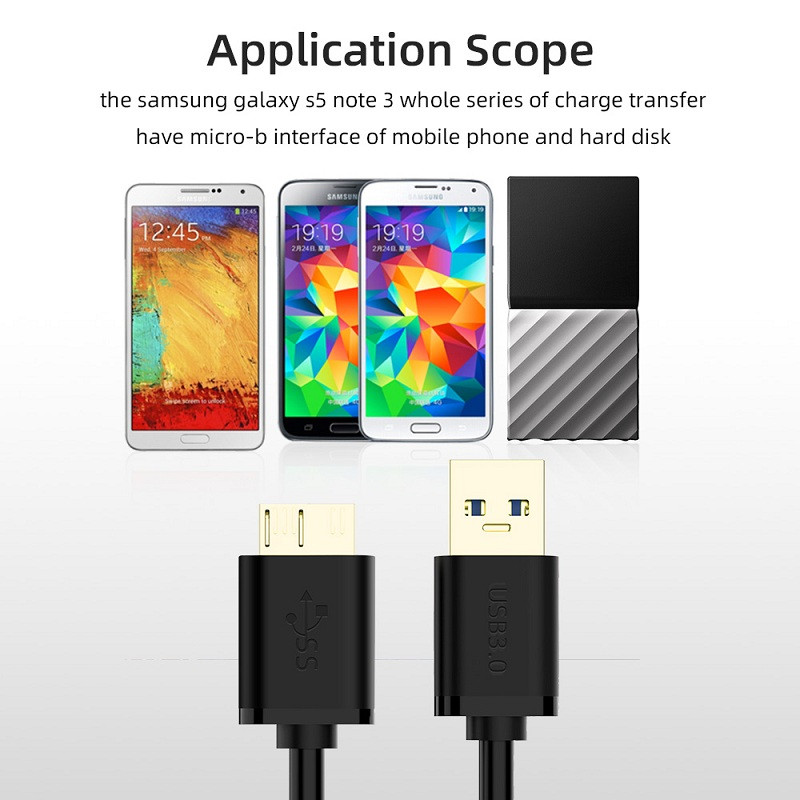 Super Speed USB 3.0 – Micro B kabelis 5Gbps USB A tipo mikro-B duomenų kabelis, skirtas Samsung S5 Note 3 HDD išorinio standžiojo disko disko laidas