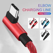 C-tüüpi 90-kraadise nurgaga USB 3.1 kiire andmelaadimiskaabel teksariidest traatlaadija sulamist pistik USB liinijuhe Xiaomi Huawei Oppo jaoks