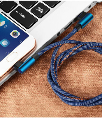 Τύπος C Γωνία 90 μοιρών USB 3.1 Καλώδιο γρήγορης φόρτισης δεδομένων Τζιν Φορτιστής καλωδίων Βύσμα γραμμής USB για Xiaomi Huawei Oppo