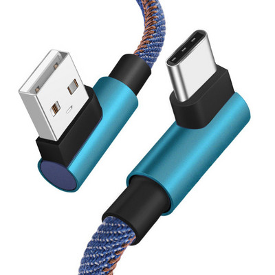 C-tüüpi 90-kraadise nurgaga USB 3.1 kiire andmelaadimiskaabel teksariidest traatlaadija sulamist pistik USB liinijuhe Xiaomi Huawei Oppo jaoks