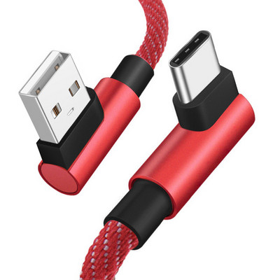 C-tüüpi 90-kraadise nurgaga USB 3.1 kiire andmelaadimiskaabel teksariidest traatlaadija sulamist pistik USB liinijuhe Xiaomi Huawei Oppo jaoks