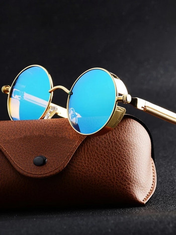 Метални стимпанк слънчеви очила Мъжки дамски модни кръгли очила Маркови дизайнерски ретро слънчеви очила Висококачествени Oculos de sol 2021