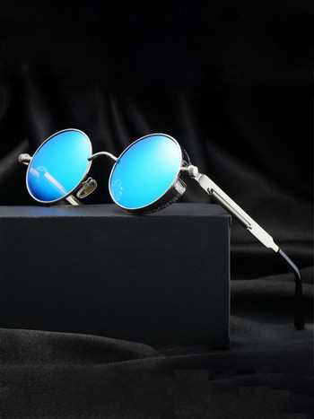 Метални стимпанк слънчеви очила Мъжки дамски модни кръгли очила Маркови дизайнерски ретро слънчеви очила Висококачествени Oculos de sol 2021