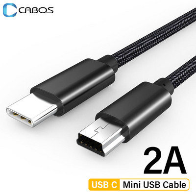 C tipo USB į mini USB adapterio laidas, skirtas fotoaparatui MP3 MacBook Pro HDD įkrovimo kabelis Duomenų perdavimo jungtis C tipo mini USB laidas