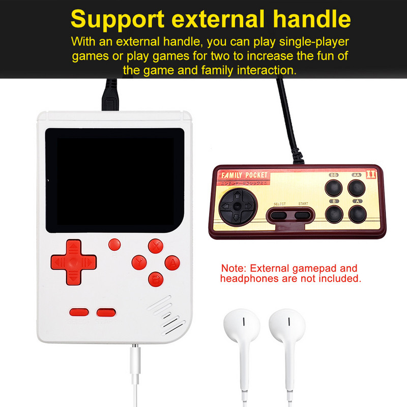 Φορητή κονσόλα παιχνιδιών χειρός παιχνιδιών 400 Παιχνίδια 3,0 ιντσών υποδοχή ακουστικών 3,5 mm Έξοδος AV Υποστήριξη Ενσύρματη σύνδεση στο χειριστήριο παιχνιδιών