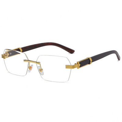 Luksuslikud ääristeta ruudukujulised päikeseprillid meeste bränd Disainer raamideta gradientsed päikeseprillid naistele moed Vintage puidust Oculos De Sol