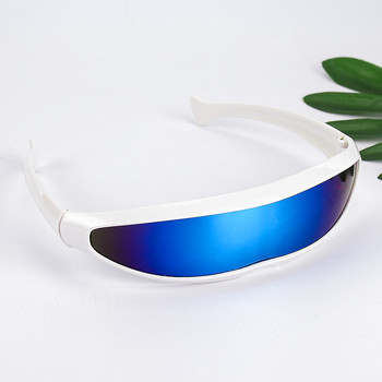 Футуристични слънчеви очила с тесен циклопски визьор Лазерни очила UV400 Персоналност Огледални лещи Костюм Очила Очила Мъжки очила