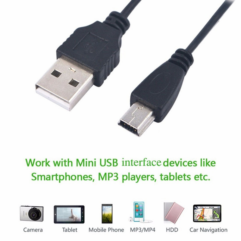 1/2 vnt 45 cm universalus 5 kontaktų mini USB duomenų kabelis įkrovimo įkroviklio laido laidai laidų jungtis MP3 MP4 grotuvui sena telefono kamera