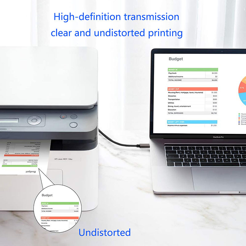 USB C USB A na USB tip B 2.0 Kabel za pisač Upleteni kabel za pisač Skener za fotoaparat Epson HP Canon pisač USB pisač