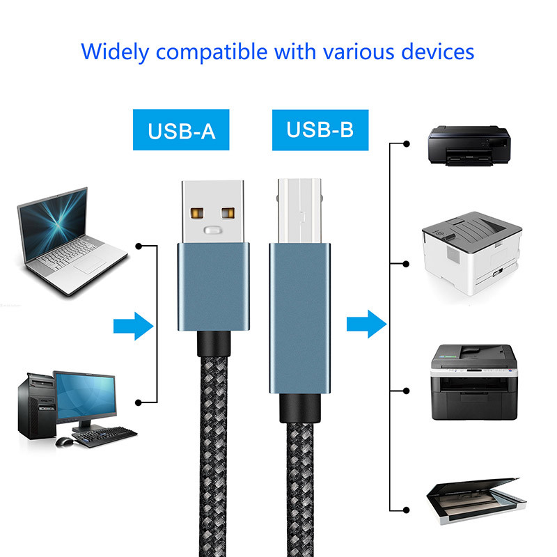 USB C USB A na USB tip B 2.0 Kabel za pisač Upleteni kabel za pisač Skener za fotoaparat Epson HP Canon pisač USB pisač