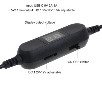USB C Τύπος C 5V σε 1,2V 3V 4,5V 6V 7,5V 9V 12V 2,5mm/3,5mm/4,0mm/5,5mm Ρυθμιζόμενο καλώδιο τάσης Step Up Down Καλώδιο μετατροπέα