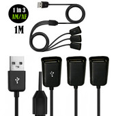 1 m 3 pėdų USB ilgintuvas 3 viename USB įkrovimas Greitas 3A įkrovimo datos kabelis Y skirstytuvo kabelis USB kištukinis USB lizdas USB 2.0 adapteris