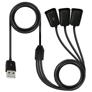 Καλώδιο επέκτασης USB 1 m 3 ποδιών 3 σε 1 USB Γρήγορη φόρτιση 3A Καλώδιο ημερομηνίας φόρτισης Y Καλώδιο διαχωριστή USB Αντάπτορας USB 2.0 Αρσενικό σε Θηλυκό USB