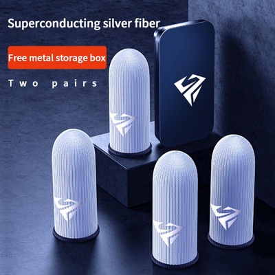 1 poros pirštų rankovė, skirta PUBG mobiliesiems žaidimams pirštų dangteliu kvėpuojantis žaidimų valdiklis jutiklinis ekranas, šviečiančios žaidimų nykščio pirštinės