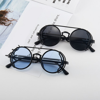 Метални стимпанк слънчеви очила Мъжки дамски модни кръгли очила Дизайн на марката Винтидж слънчеви очила Висококачествени Oculos De Sol UV400