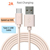 2023 Ροζ καλώδιο USB σε τύπου C για Samsung Huawei 2a Γρήγορη φόρτιση USB Καλώδιο δεδομένων φορτιστή τύπου c για Xiaomi Redmi USB C καλώδιο