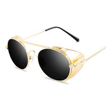 Στρογγυλά γυαλιά ηλίου ανδρικά γυναικεία επώνυμα σχεδιαστής Vintage γυαλιά ηλίου κλασικά γυαλιά για οδήγηση μεταλλικό Steampunk Retro Oculos De Sol