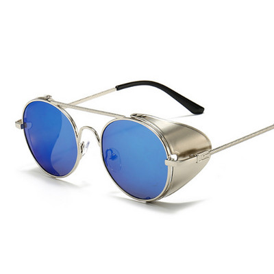 Apvalūs akiniai nuo saulės Vyras Moteris Prekės ženklo dizaineris Vintažiniai akiniai nuo saulės Klasikiniai akiniai vairavimui Metaliniai Steampunk Retro Oculos De Sol