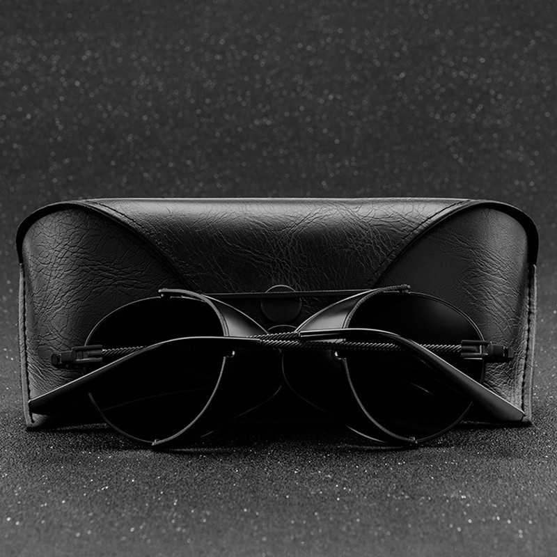 Apvalūs akiniai nuo saulės Vyras Moteris Prekės ženklo dizaineris Vintažiniai akiniai nuo saulės Klasikiniai akiniai vairavimui Metaliniai Steampunk Retro Oculos De Sol