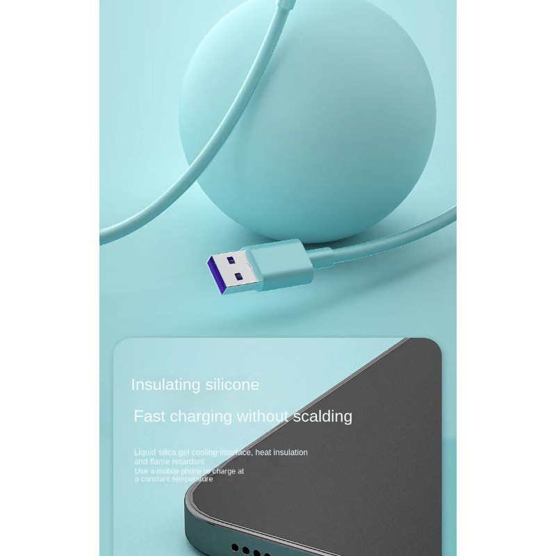 66w skysto silikono duomenų kabelis 5a tinka planšetiniams telefonams, Apple greito įkrovimo kabeliui, mobiliojo telefono greito įkrovimo laidui