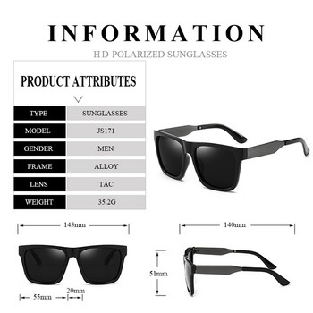 Ретро квадратни мъжки слънчеви очила Polarzied за шофиране Висококачествени UV400 големи слънчеви очила Мъжки модни слънчеви очила с широки крака