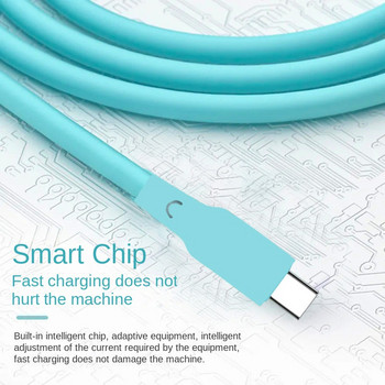 Течен силиконов кабел за данни, подходящ за Huawei 66w Супер бързо зареждане Xiaomi Oppo Flash Charging Apple Data Cable