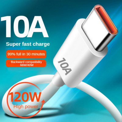 120W 10A C-tüüpi USB-kaabel ülikiire laadimisliin Huawei Honor Xiaomi Samsungi kiirlaadimise USB-C-kaablite andmejuhe jaoks