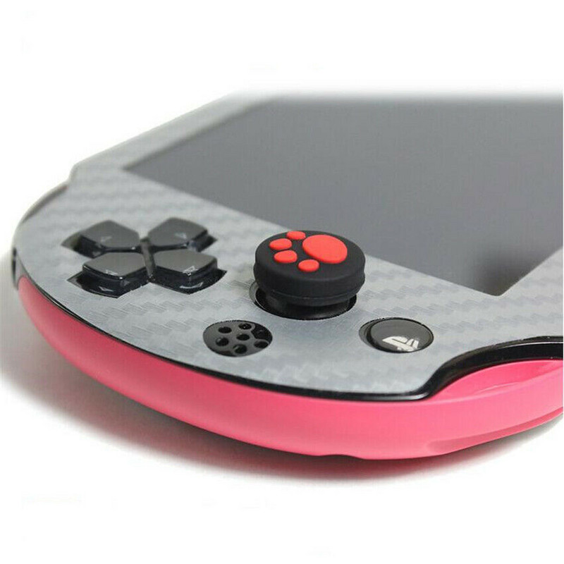 4PCS Cute Cat Paw Analog Thumb Stick Grip Cover Apsauginiai vairasvirtės dangteliai, skirti Sony PlayStation Psvita PS Vita PSV 1000 2000 Slim