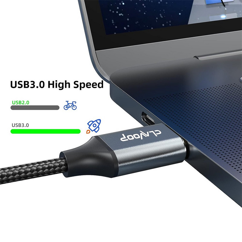 Cablu USB CLAVOOP Cablu USB 3.0 6FT Cablu împletit Mascul la Mascul pentru Transfer de Date pentru Monitor PC Laptop Hard Drive Hub USB 3.0