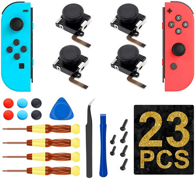 Switch Joypad vasak/parem asendusremondikomplekt Nintendo Switchi kontrolleri pöidlakangide anduri jaoks 3D juhtkangi metallist pandlad