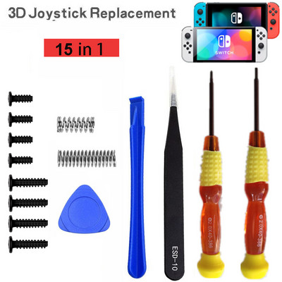 Switch Joypad vasak/parem asendusremondikomplekt Nintendo Switchi kontrolleri pöidlakangide anduri jaoks 3D juhtkangi metallist pandlad