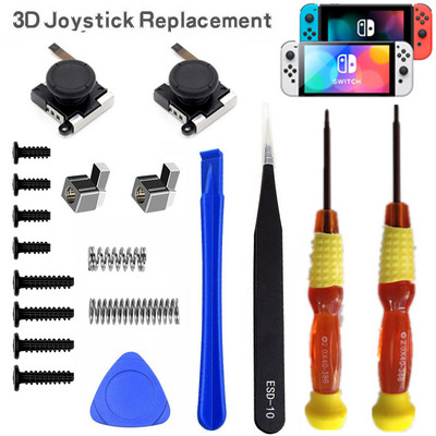 Switch Joypad vasak/parem asendusremondikomplekt Nintendo Switchi kontrolleri pöidlakangide anduri jaoks 3D juhtkangi metallist pandlad