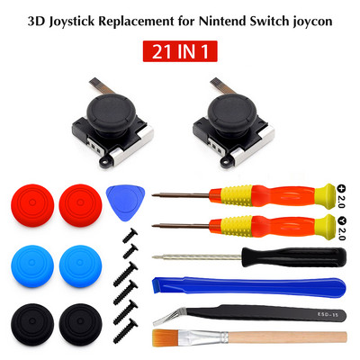 Switch Joypad vasak/parem asendusremondikomplekt Nintendo Switchi kontrolleri pöidlakangide anduri jaoks 3D juhtkangi metallist pandlad