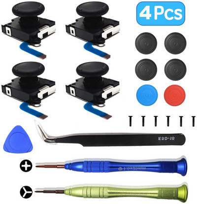 Switch Joypad vasak/parem asendusremondikomplekt Nintendo Switchi kontrolleri pöidlakangide anduri jaoks 3D juhtkangi metallist pandlad